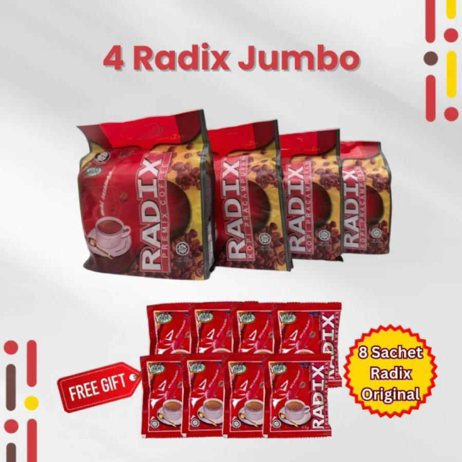 SET COMBO 4POUCH RADIX ORIGINAL JUMBO FREE 8SACHET ORI
